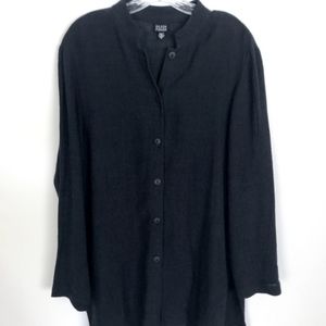 Eileen Fisher Navy Shirt Jacket Linen Blend